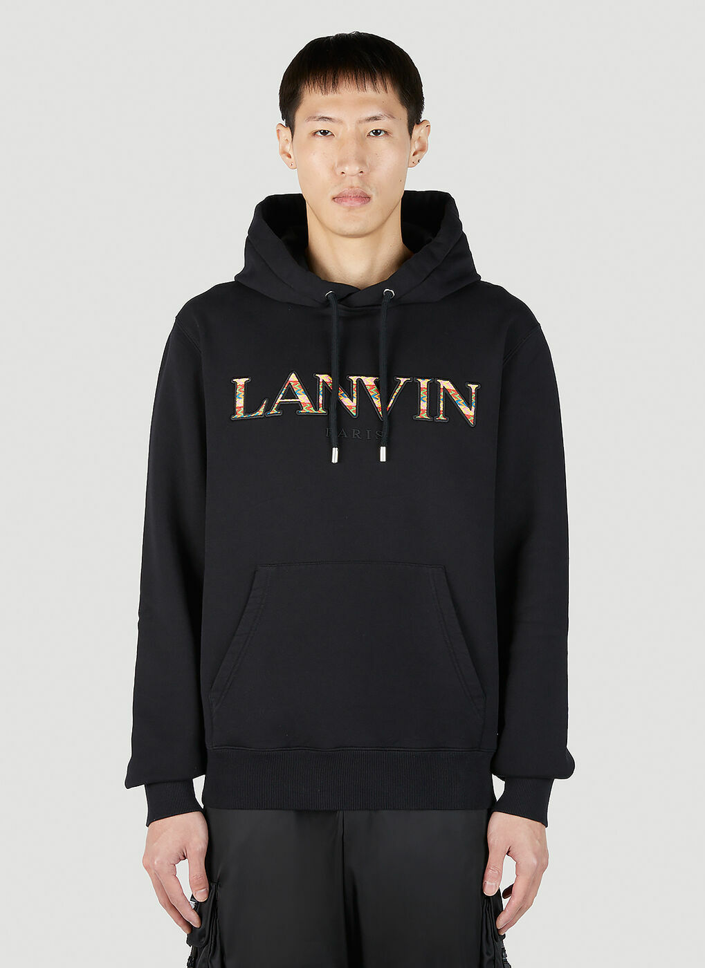 Lanvin - Fleece Logo Hooded Sweatshirt in Black Lanvin