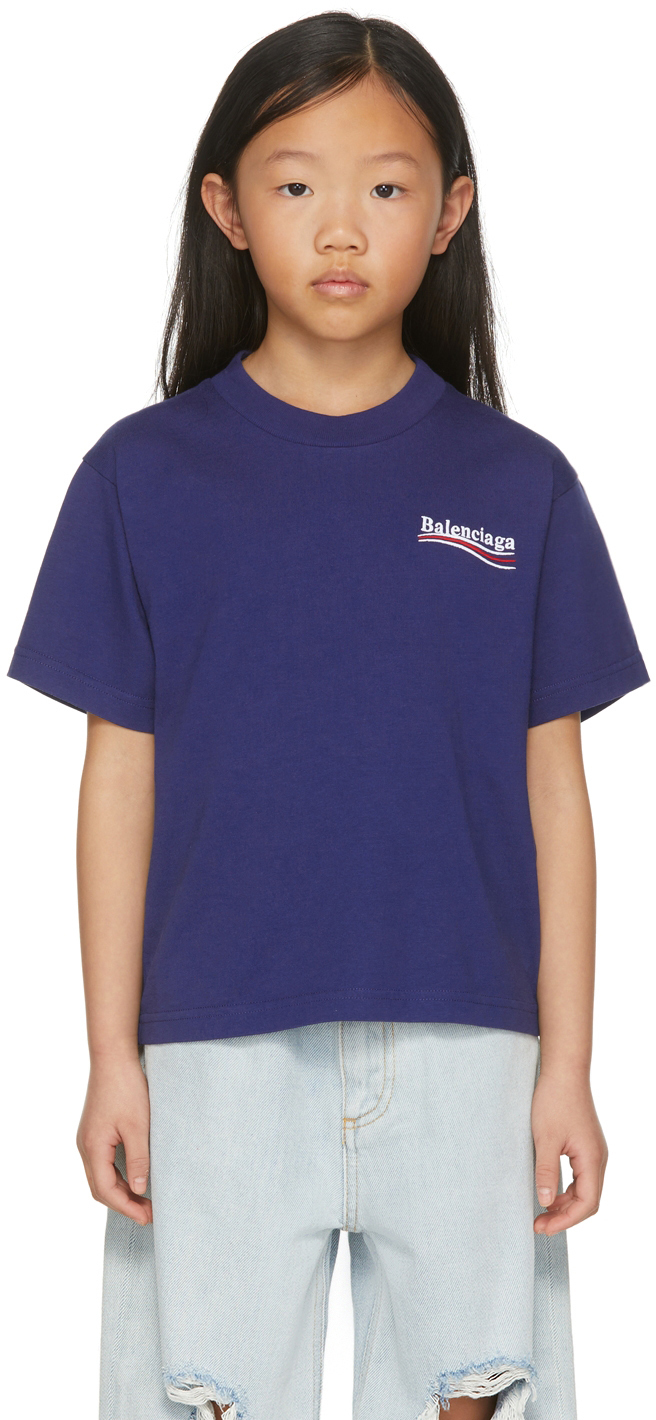 Balenciaga Kids Kids Blue Political Campaign T-Shirt Balenciaga Kids