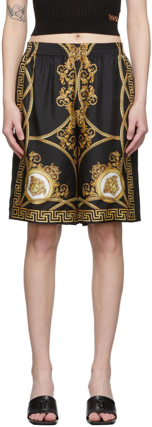 Versace Black & Gold Grecco Shorts Versace