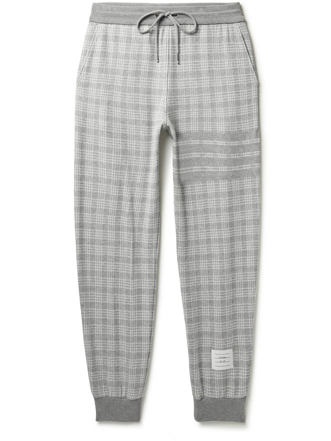 Thom Browne - Slim-Fit Tapered Prince of Wales Cotton Sweatpants - Gray ...