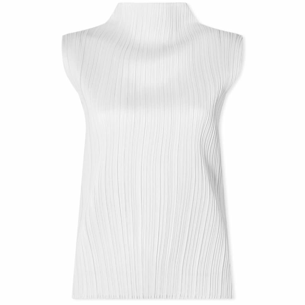 Pleats Please Issey Miyake Women's Basics Sleeveless Top in Light Grey