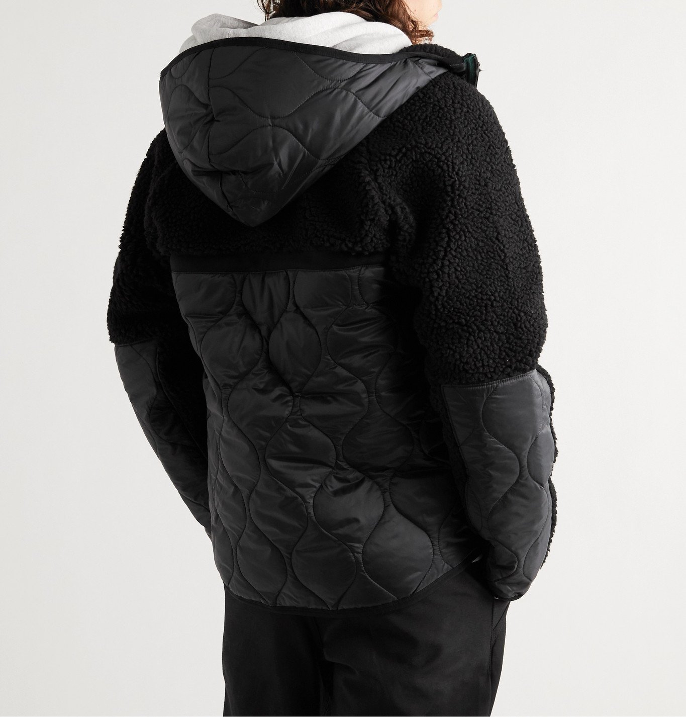 nike nsw panelled fleece and quilted shell hooded jacket