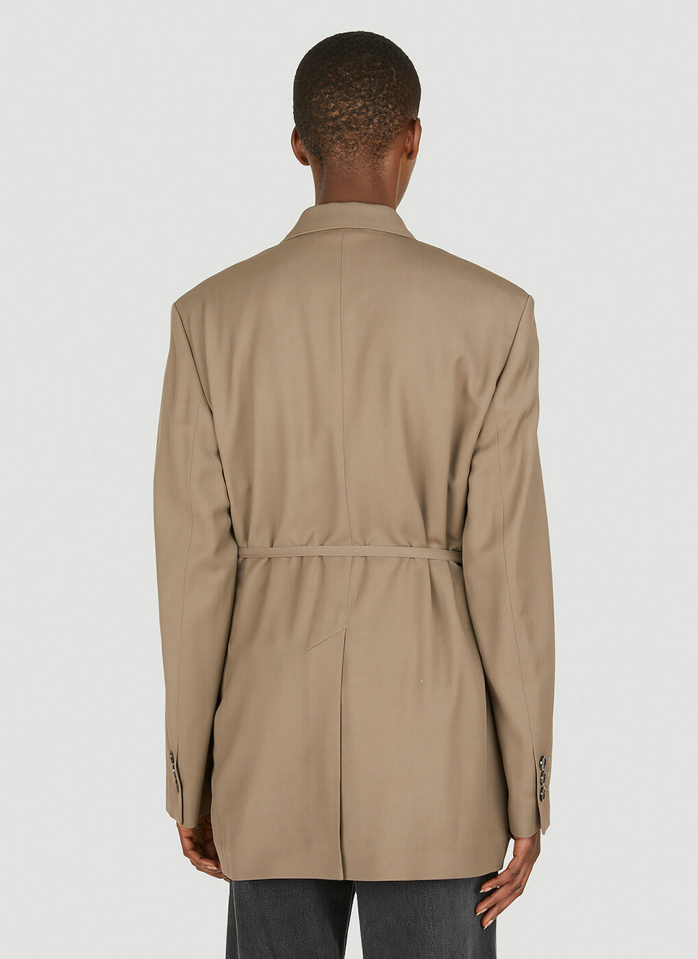 Belted Double Breasted Blazer In Brown Acne Studios