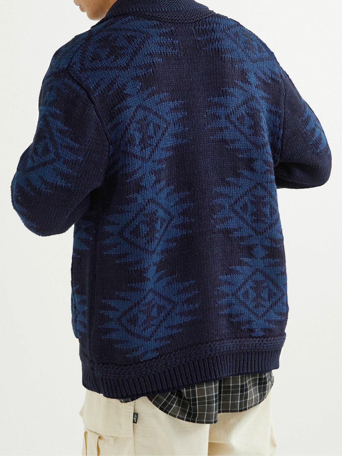 Beams Boy Mohair Crazy Cardigan in Blue