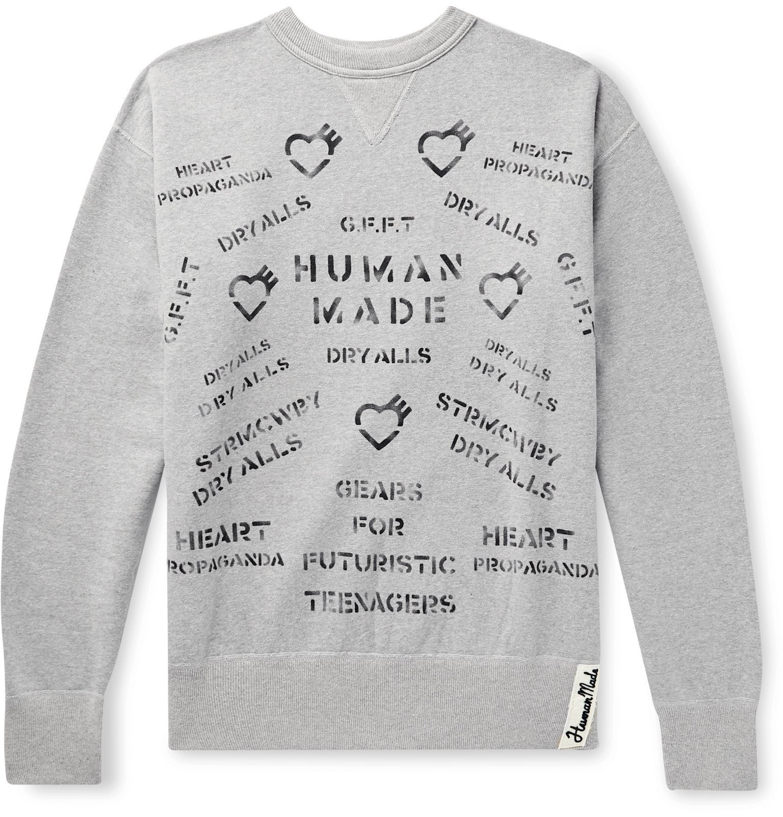 Human Made - Logo-Appliquéd Printed Mélange Fleece-Back Cotton-Jersey