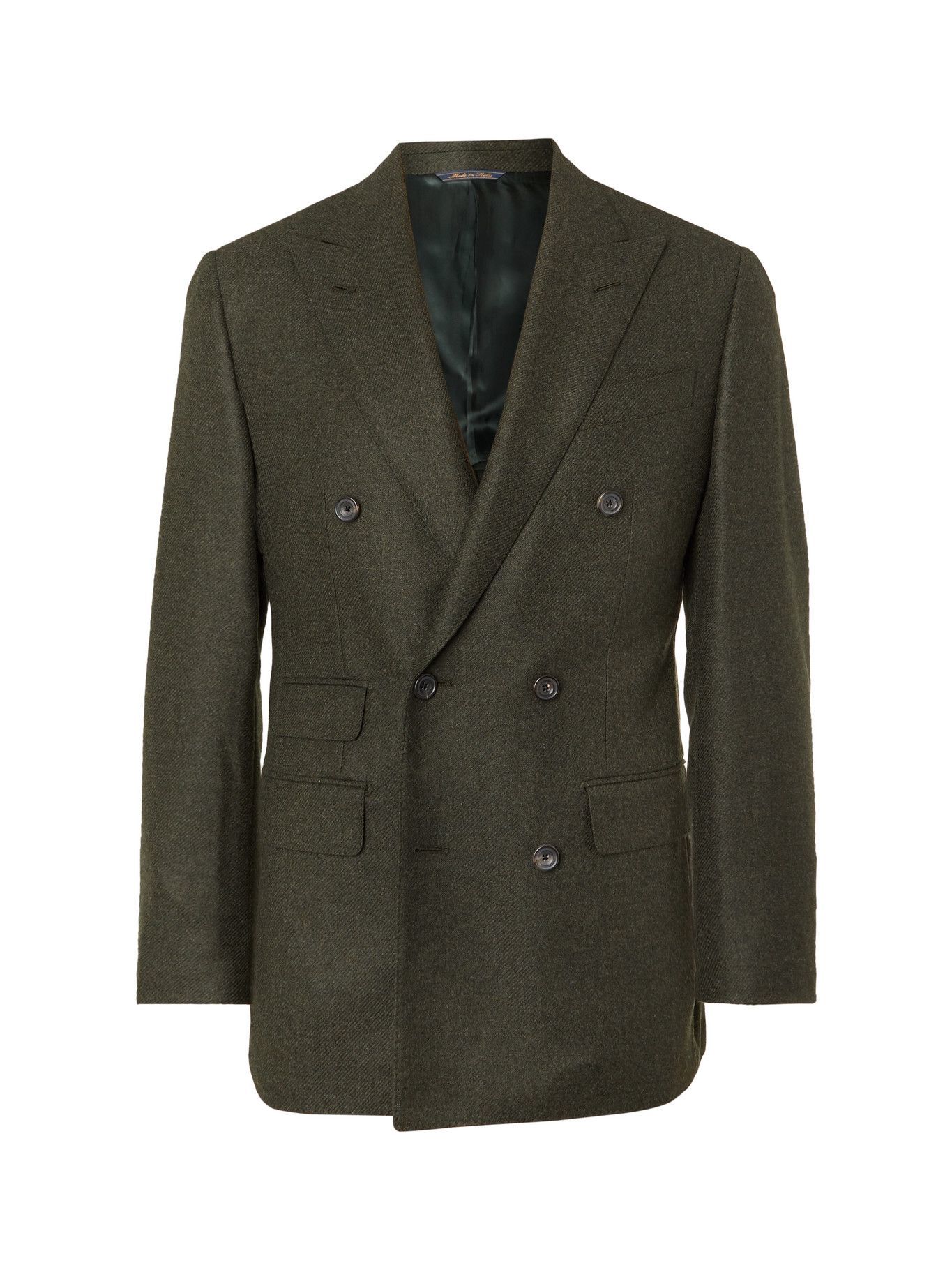 THOM SWEENEY - Double-Breasted Wool and Cashmere-Blend Blazer - Green ...