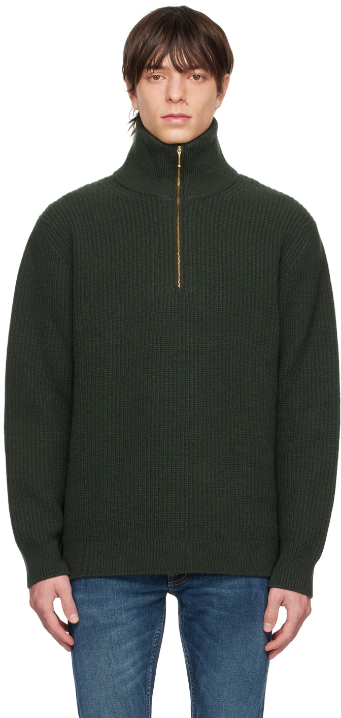 Nudie Jeans Green August Zip Sweater Nudie Jeans Co