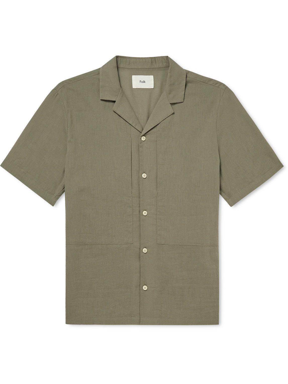 Folk Junction CampCollar CottonGauze Shirt Green Folk