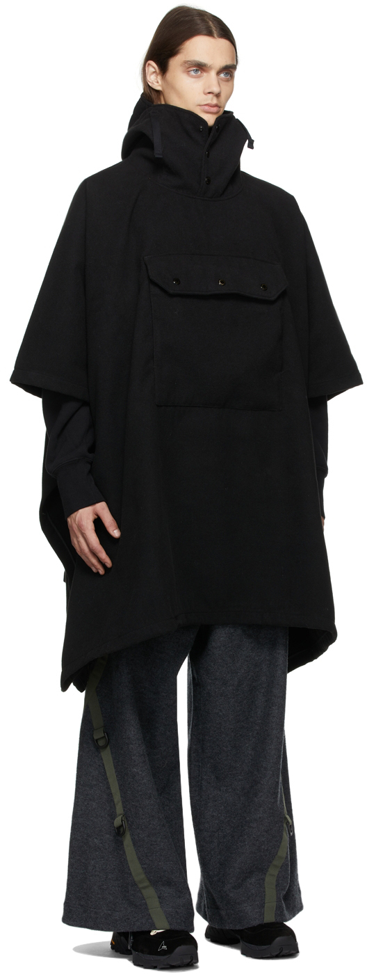 Engineered Garments Black Hooded Cape Coat Engineered Garments