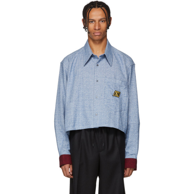 White Cropped Flannel Shirt Xander Zhou
