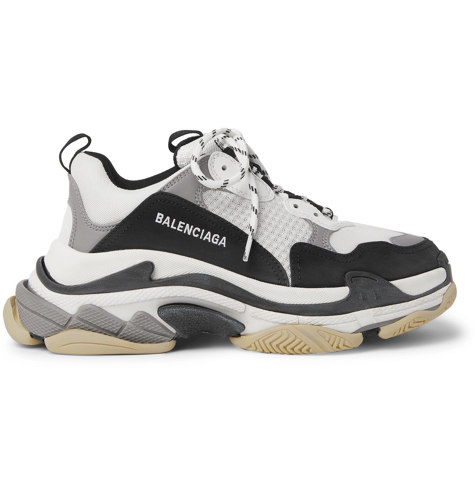 Balenciaga - Triple S Mesh, Nubuck and Leather Sneakers - White Balenciaga