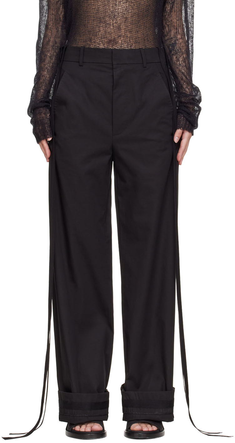 Ann Demeulemeester Black Lainecotton Cropped Trousers Ann 