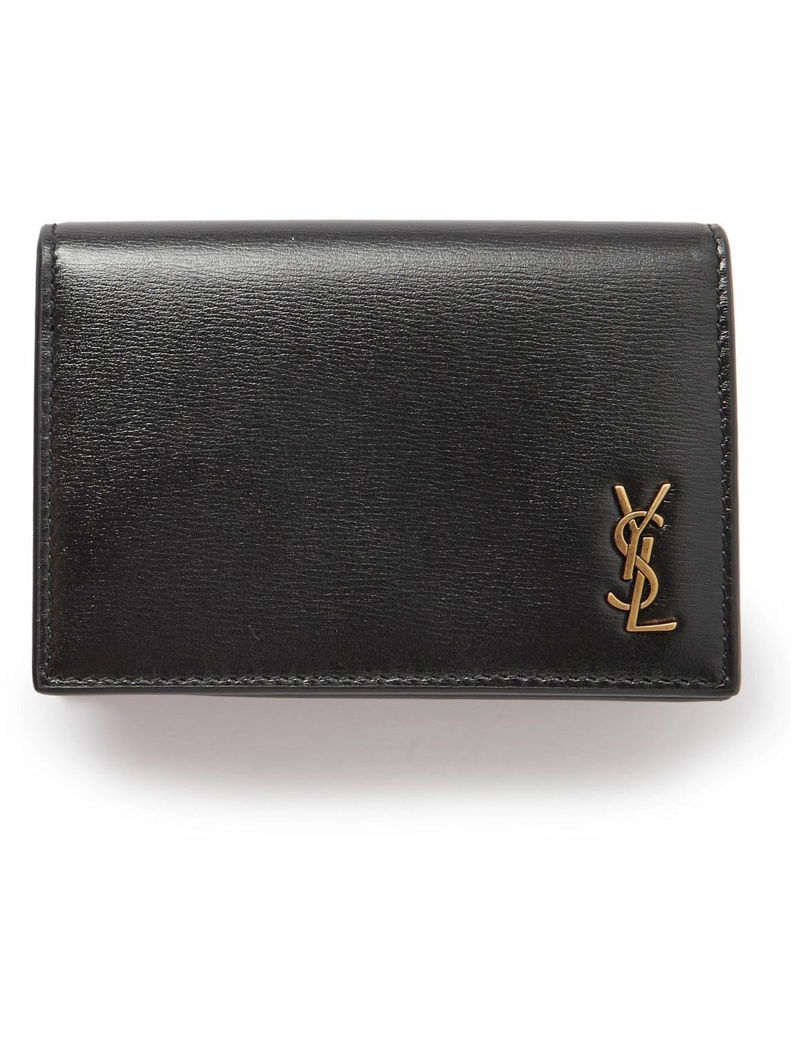 SAINT LAURENT - Logo-Appliquéd Leather Cardholder - Black Saint Laurent