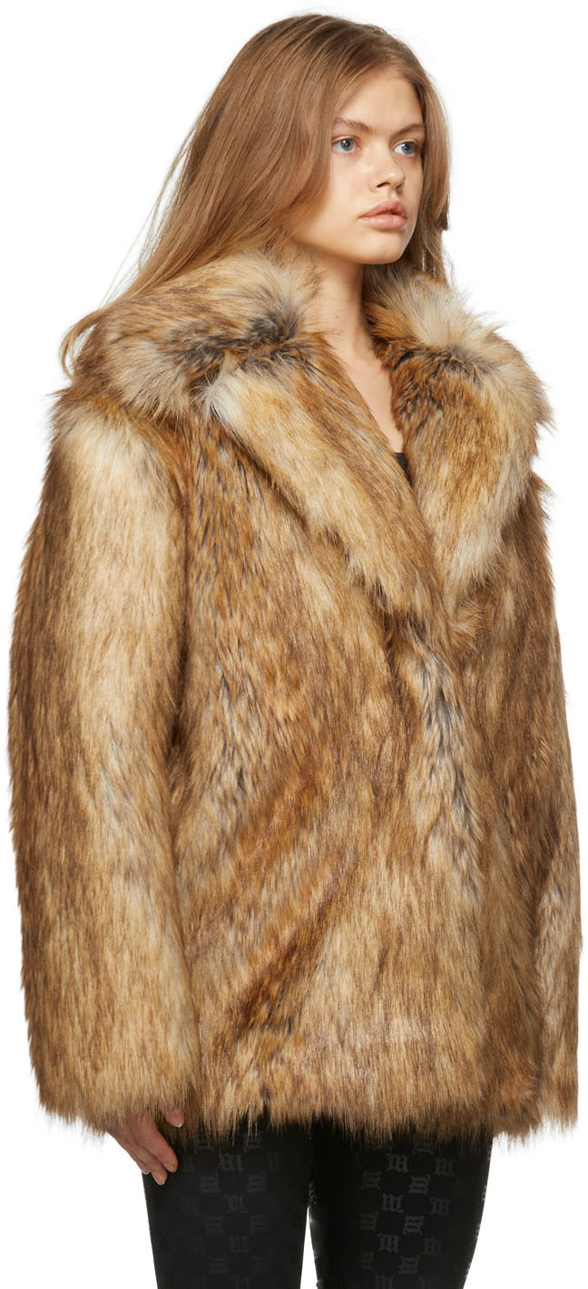 MISBHV Brown Vegan Fur Coat MISBHV