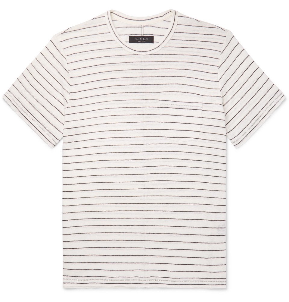 rag & bone - Striped Slub Linen-Jersey T-Shirt - Beige Rag and Bone