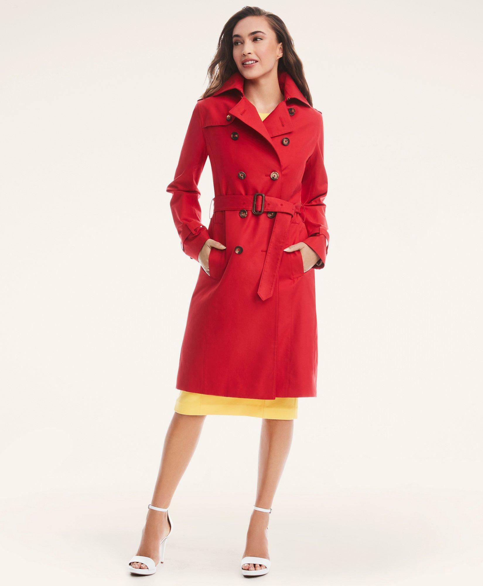 Brooks Brothers Women's Cotton Trench Coat | Red