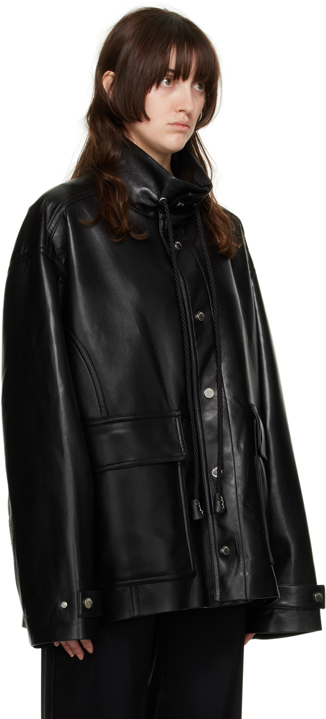 Nanushka Black Elias Regenerated Leather Jacket Nanushka