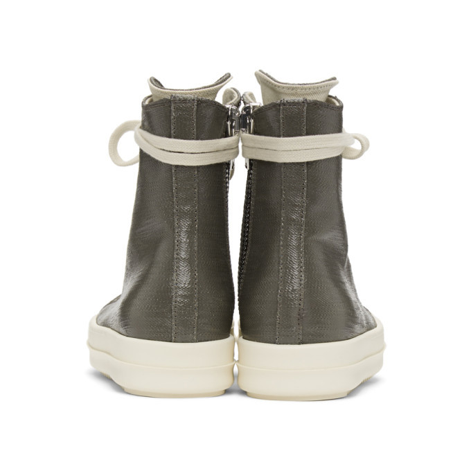 rick owens drkshdw black lacquered high sneakers