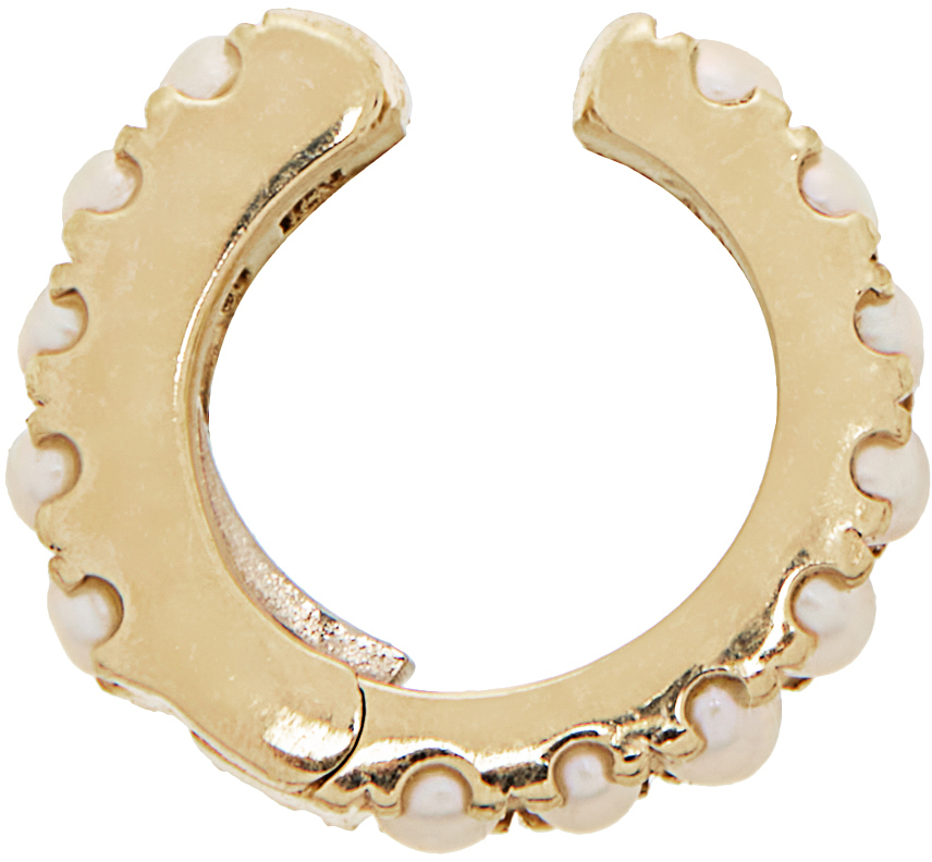 Maria Tash Gold 6.5mm Pearl Eternity Ear Cuff