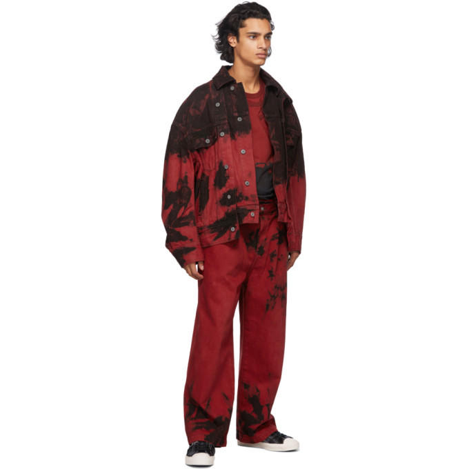 Feng Chen Wang Red and Black Tie-Dye Cargo Pants Feng Chen Wang