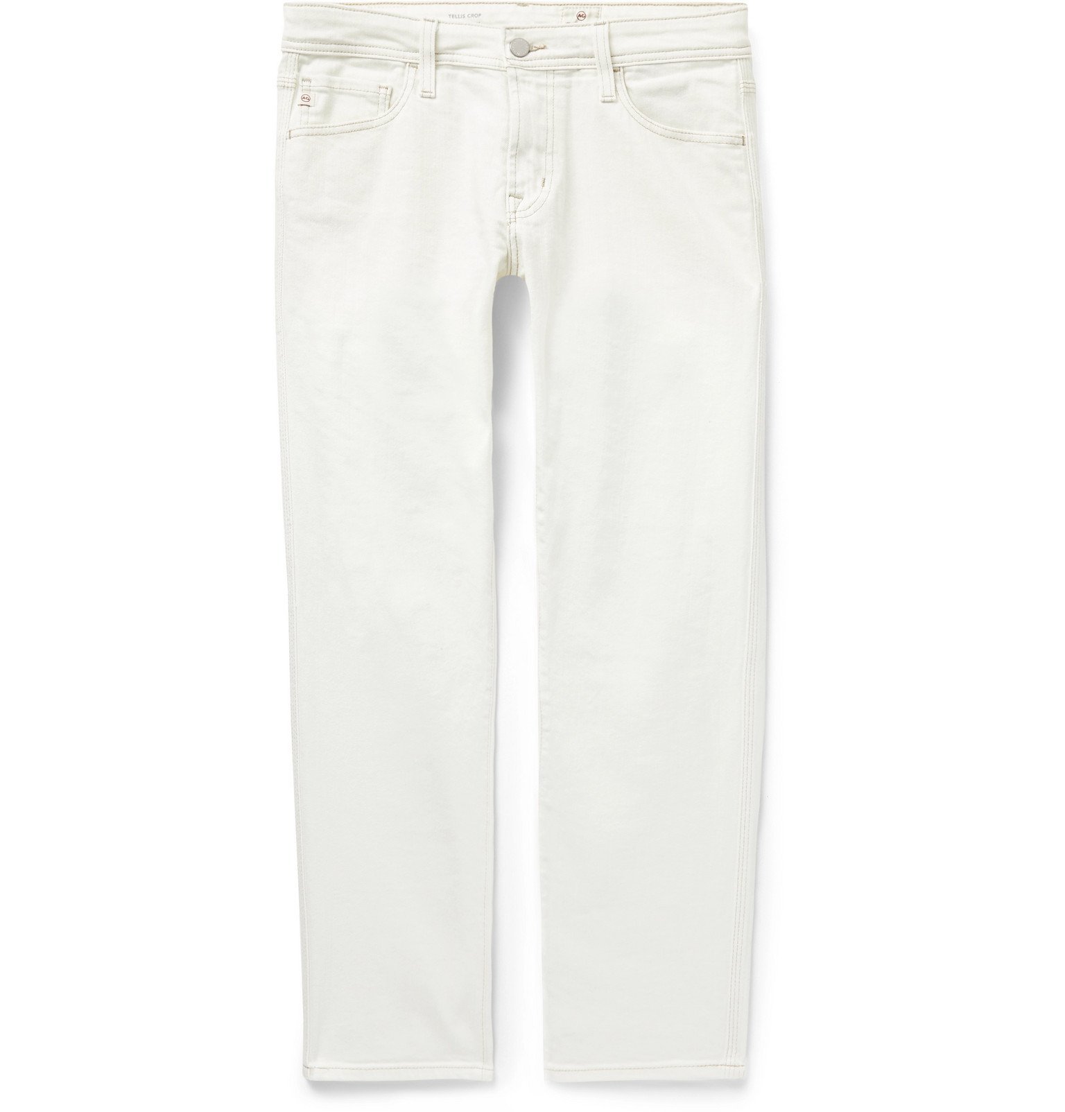 AG Jeans - Tellis Slim-Fit Cropped Stretch-Denim Jeans - White AG Jeans
