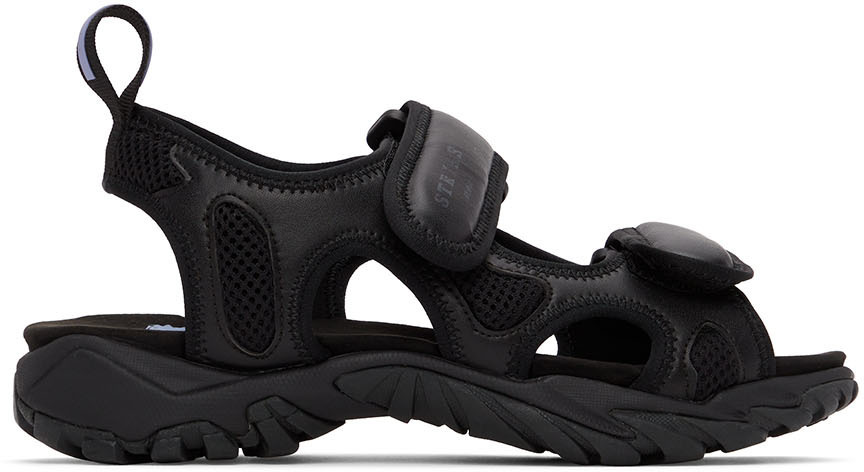 Photo: MCQ Black Faux-Leather & Mesh Sandals