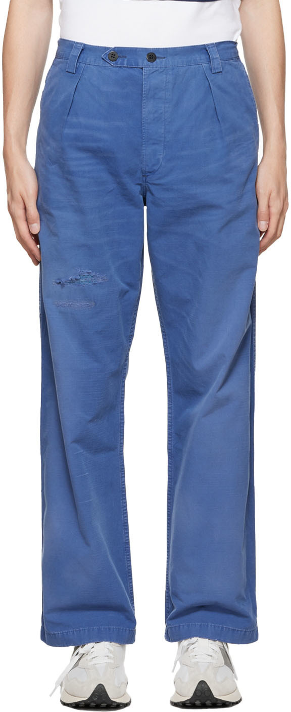 Polo Ralph Lauren Blue Classic Fit Distressed Trousers