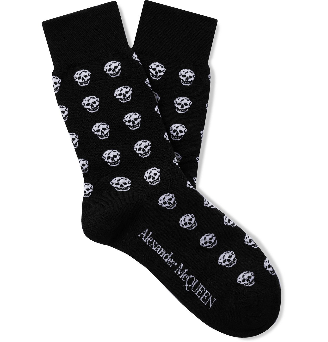 Alexander McQueen - Skull-Intarsia Cotton-Blend Socks - Black Alexander ...