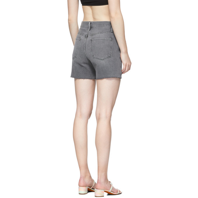 Frame Grey Denim Le Tour Short Raw Edge 