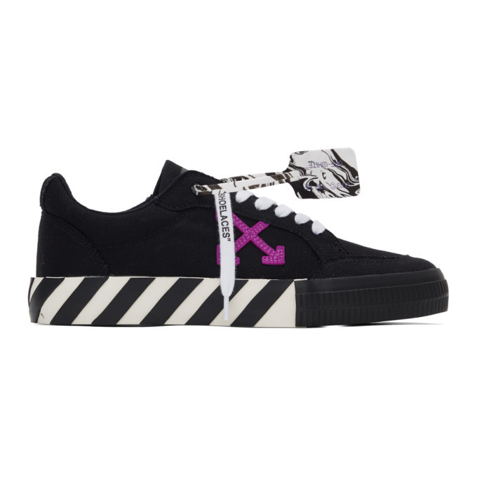 Off-White Black and Purple Low Vulcanized Sneakers Off-White