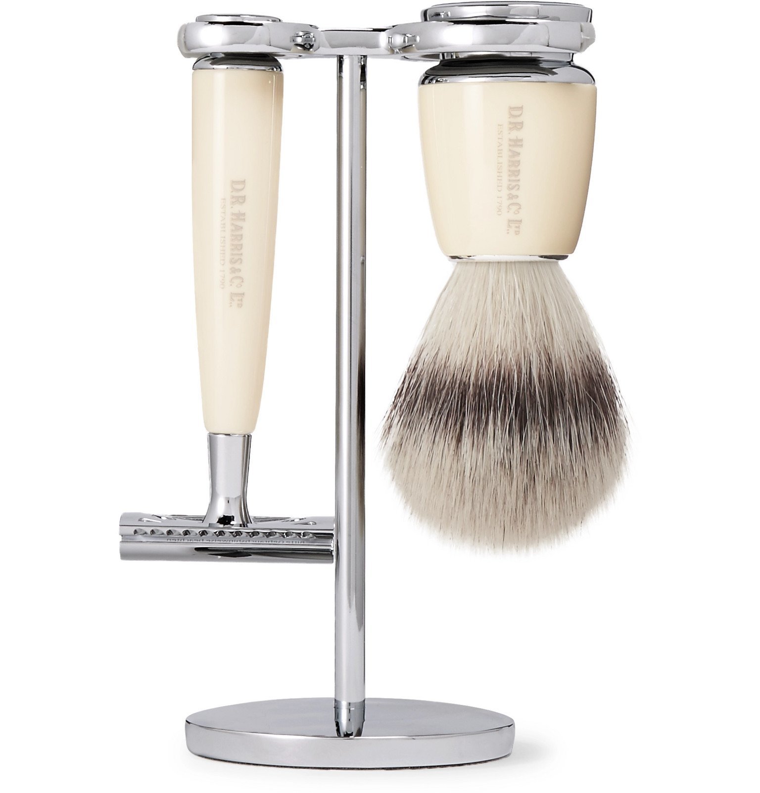 D R Harris - Fusion Chrome and Resin Three-Piece Shaving Set