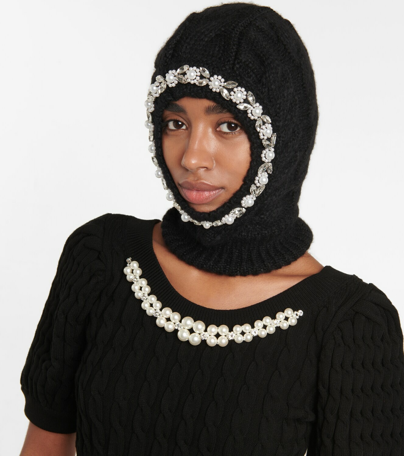 Simone Rocha - Knitted alpaca-blend embellished hat Simone Rocha