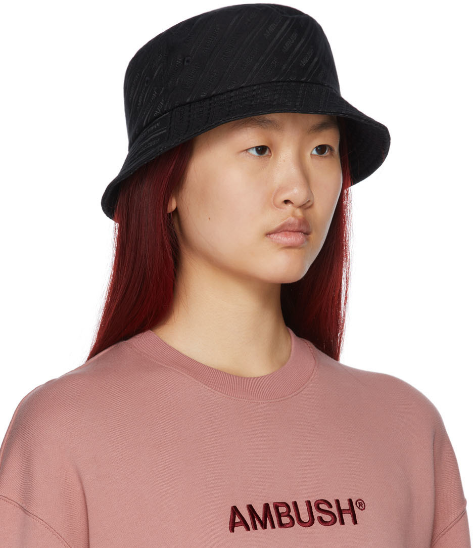 Ambush Black Canvas Logo Bucket Hat Ambush