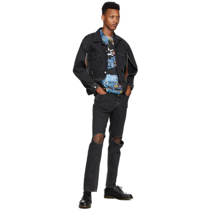 Johnlawrencesullivan Black Bleached Zip Denim Jacket