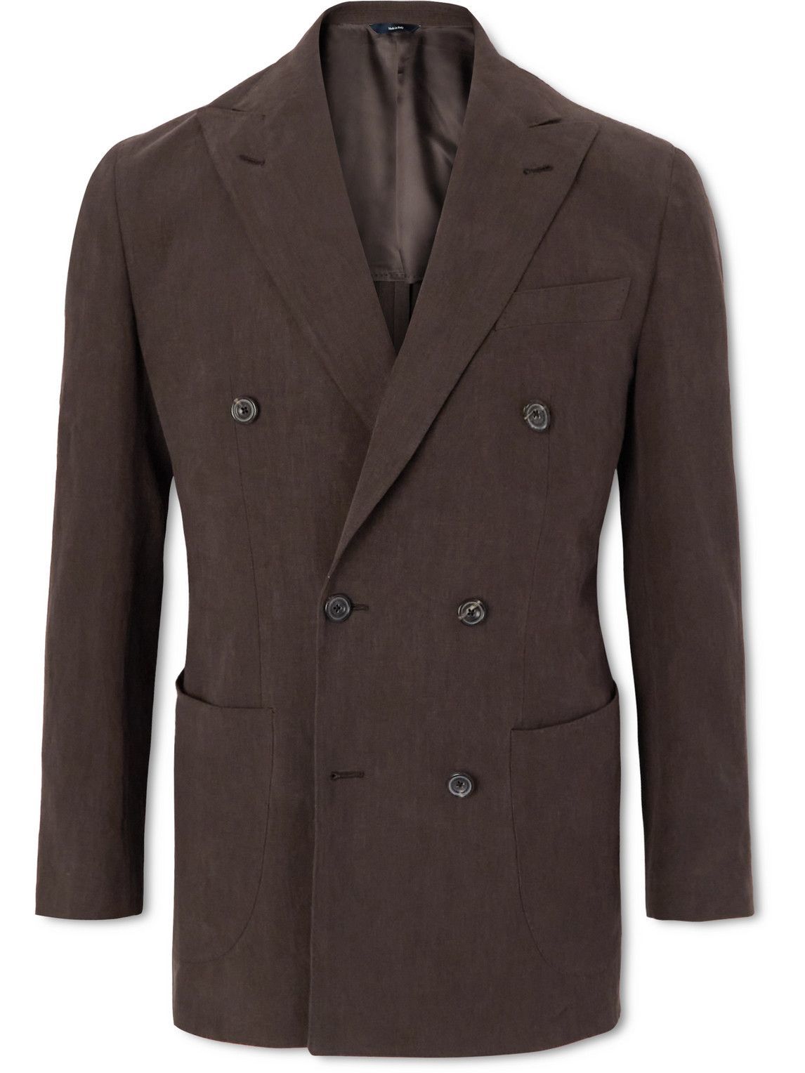 Thom Sweeney - Double-Breasted Linen Suit Jacket - Brown Thom Sweeney
