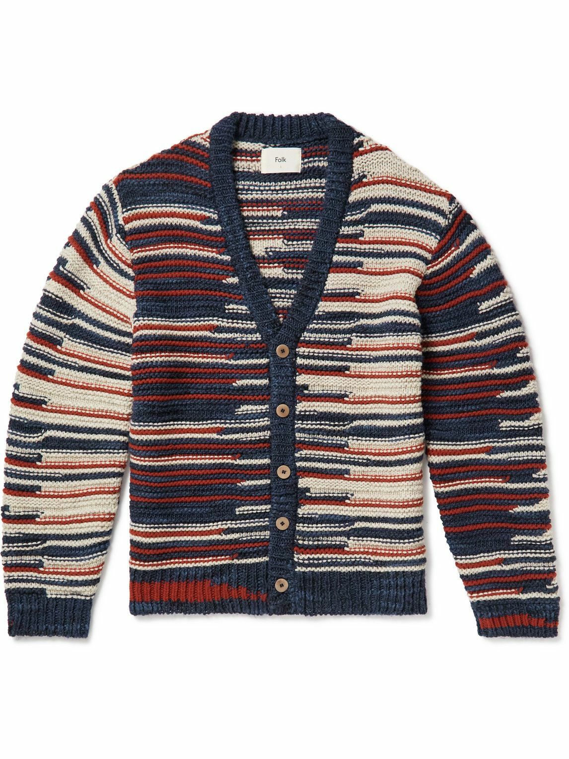 Folk - Striped Intarsia-Knit Cardigan - Multi Folk