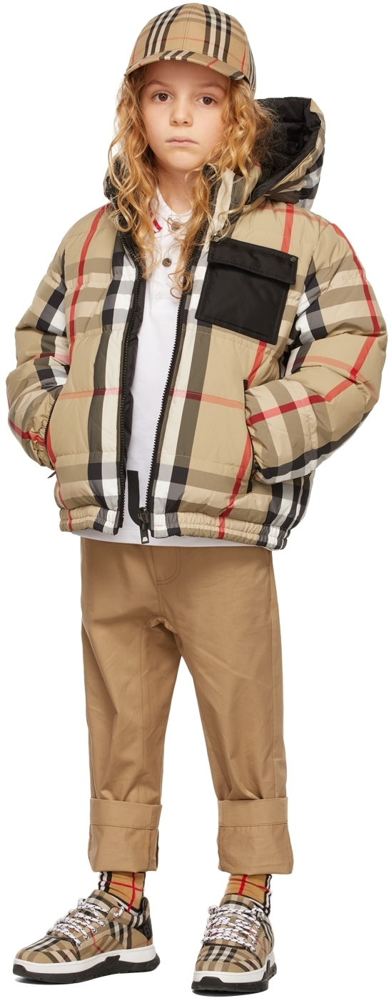 Photo: Burberry Kids Reversible Beige Down Check Puffer Jacket