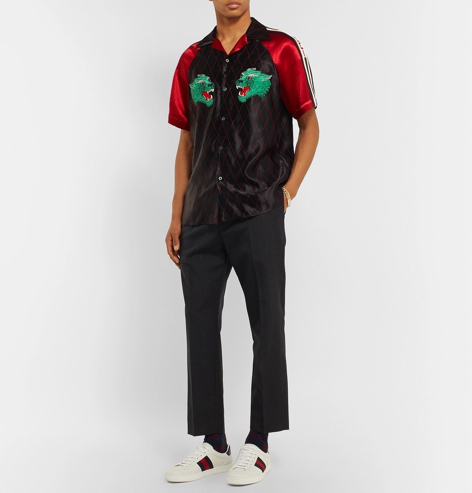 Gucci - Camp-Collar Webbing-Trimmed 