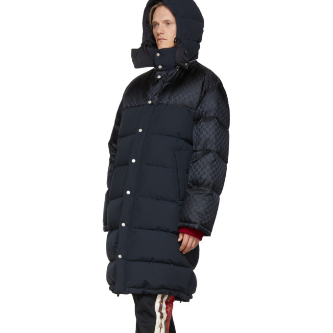 gucci black down gg supreme coat