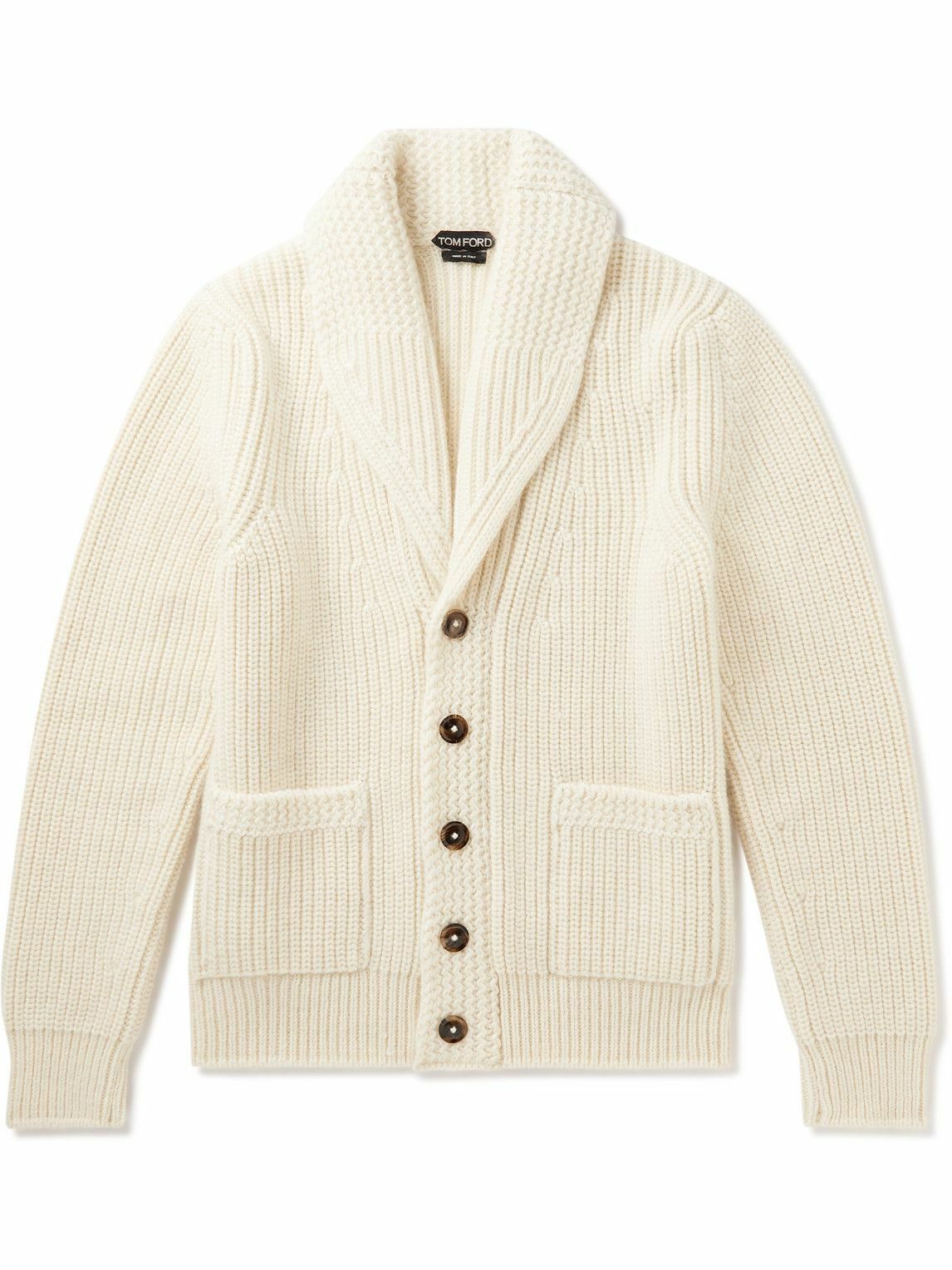 TOM FORD - Shawl-Collar Cashmere and Mohair-Blend Cardigan - Neutrals ...