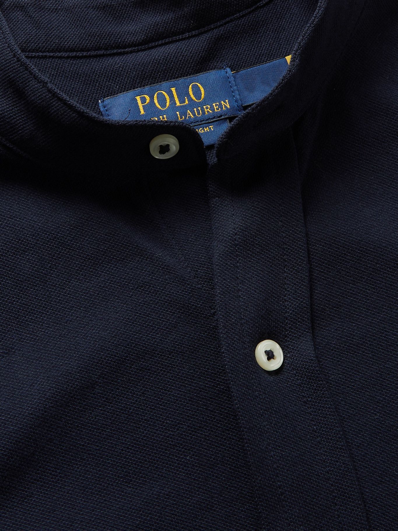 POLO RALPH LAUREN - Grandad-Collar Logo-Embroidered Cotton-Piqué Shirt -  Blue Polo Ralph Lauren