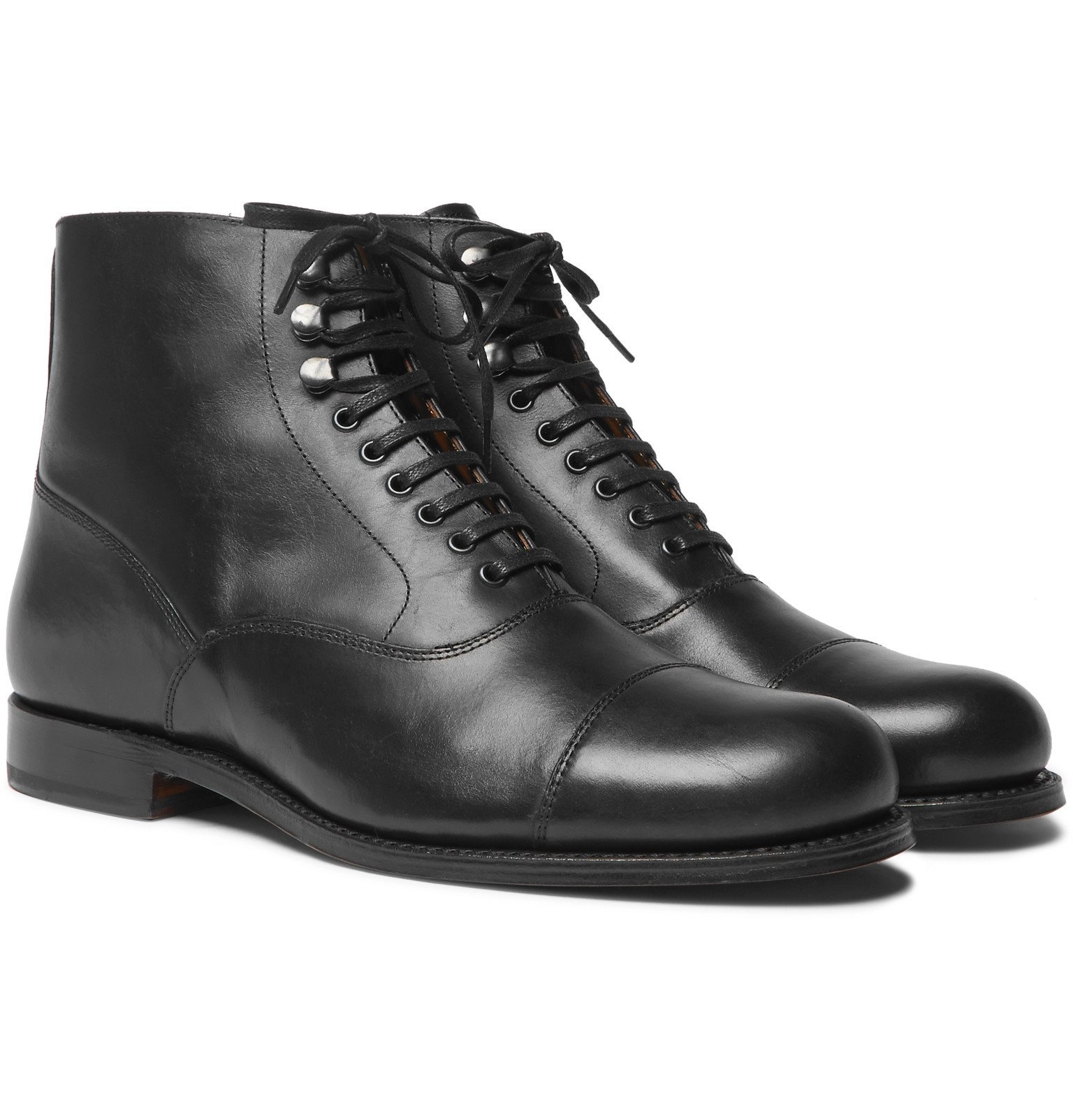 Grenson - Leander Cap-Toe Leather Boots - Black Grenson