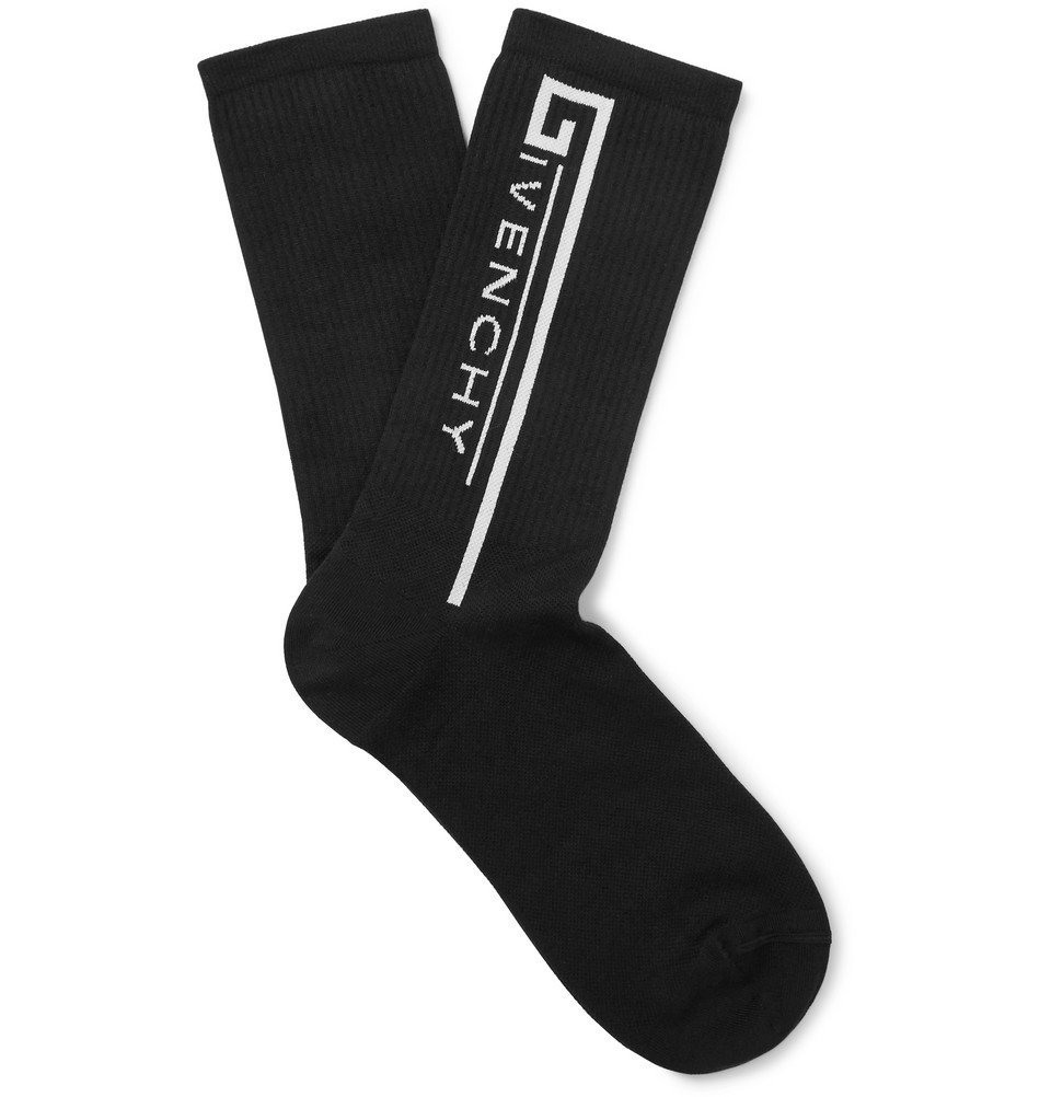 Givenchy - Logo-Intarsia Stretch Cotton-Blend Socks - Men - Black Givenchy