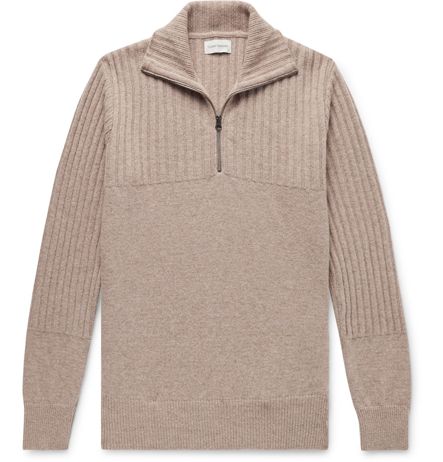 Oliver Spencer - Ribbed Wool Half-Zip Sweater - Neutrals