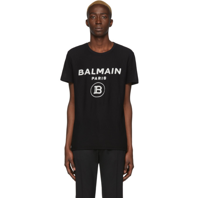 Balmain Black Velvet Logo T-Shirt Balmain