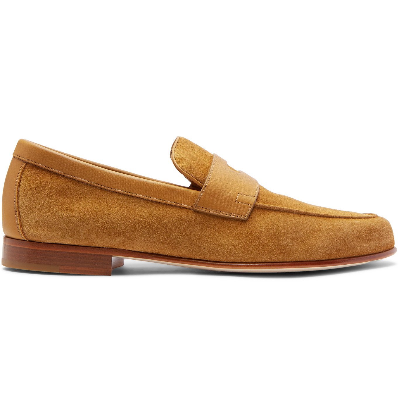 John Lobb - Hendra Leather-Trimmed Suede Penny Loafers - Brown John Lobb