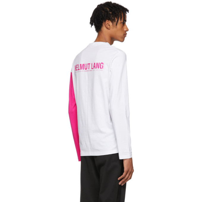 Helmut Lang White and Pink Logo Band 