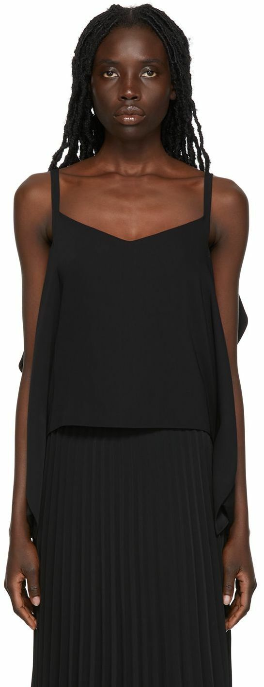 MM6 Maison Margiela Black Draped Tank Top MM6 Maison Margiela