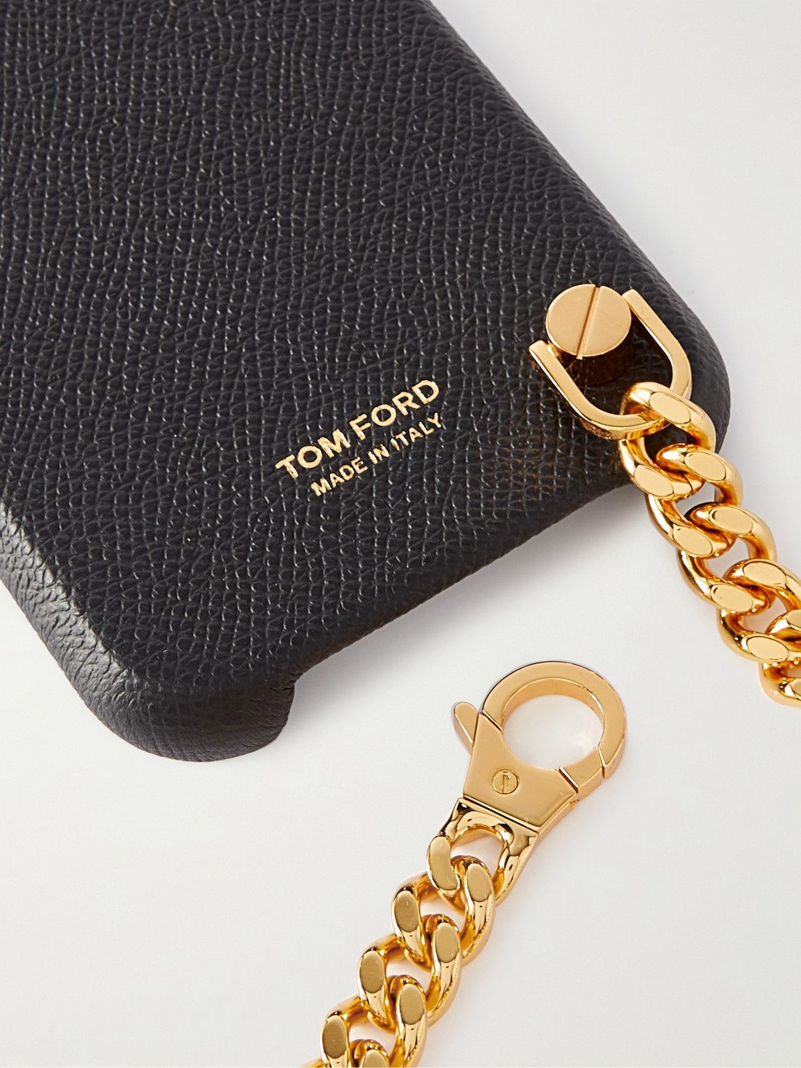 TOM FORD - Logo-Print Full-Grain Leather iPhone 12 Pro Case with Chain TOM  FORD