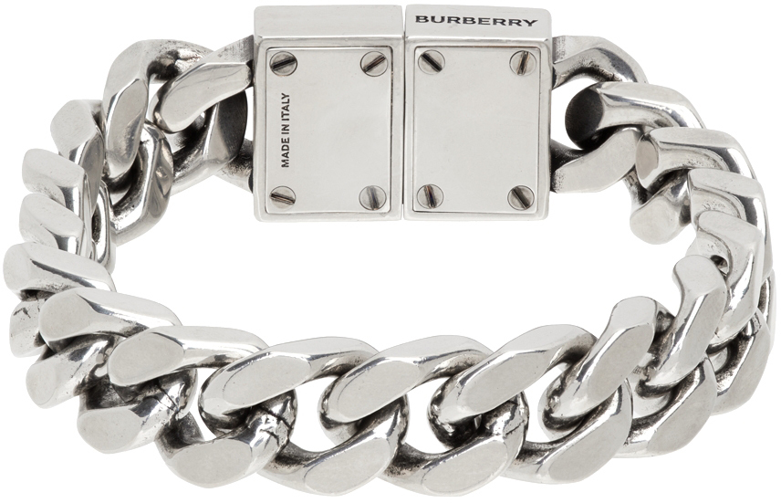 Burberry Silver Curb Chain Bracelet Burberry